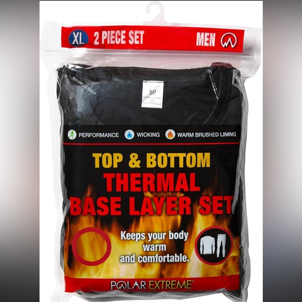 Polar Extreme Black Thermal Base Layer Set for Men